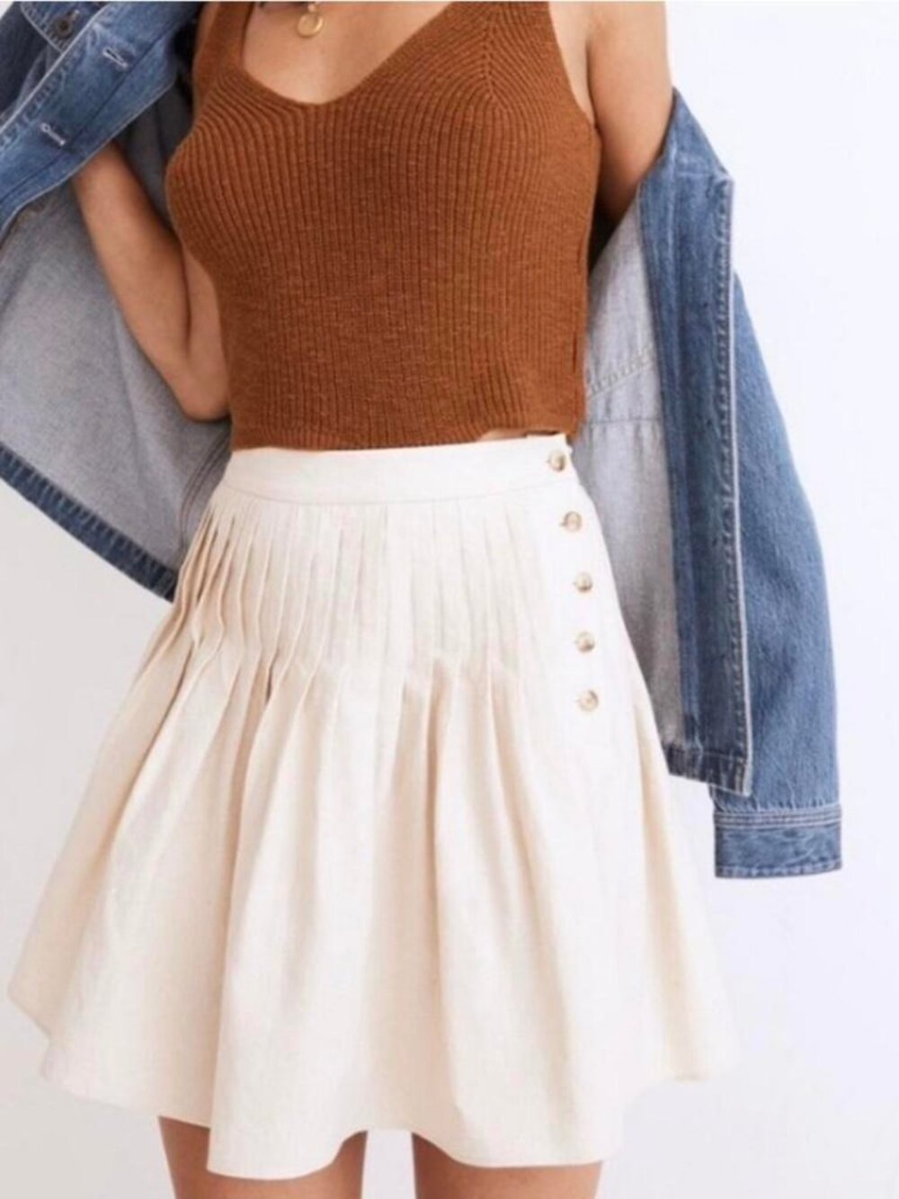 Madewell Organic Hemp Undyed Pleated Skirt Size 4